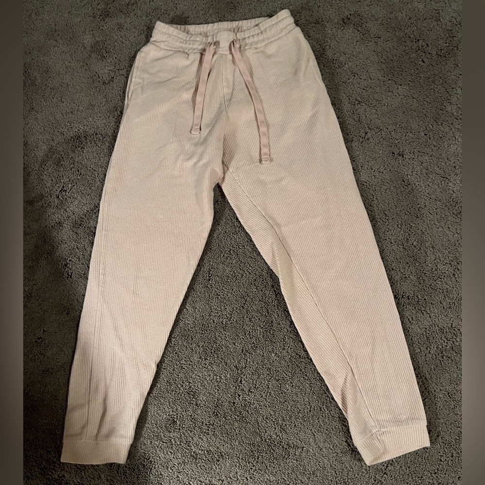 textured pink joggers